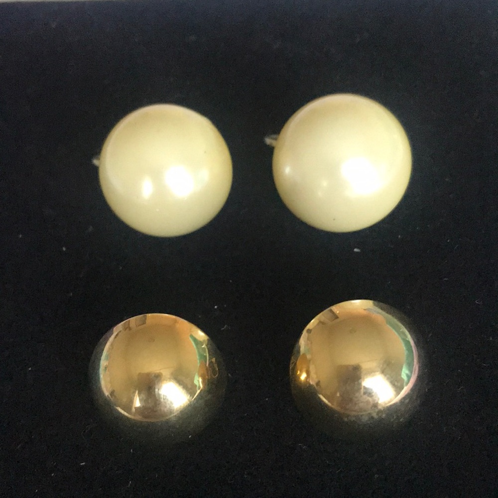 Vintage Gold-tone and Faux Pearl Clip On Earrings